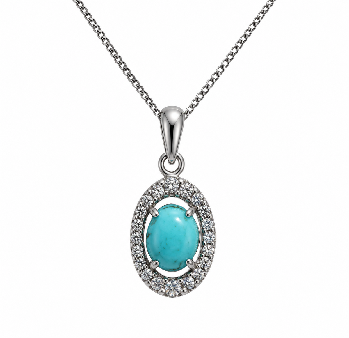 Prong-Set Turquoise Halo Pendant