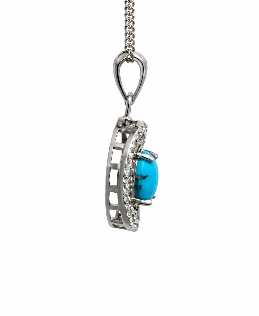 Prong-Set Turquoise Halo Pendant