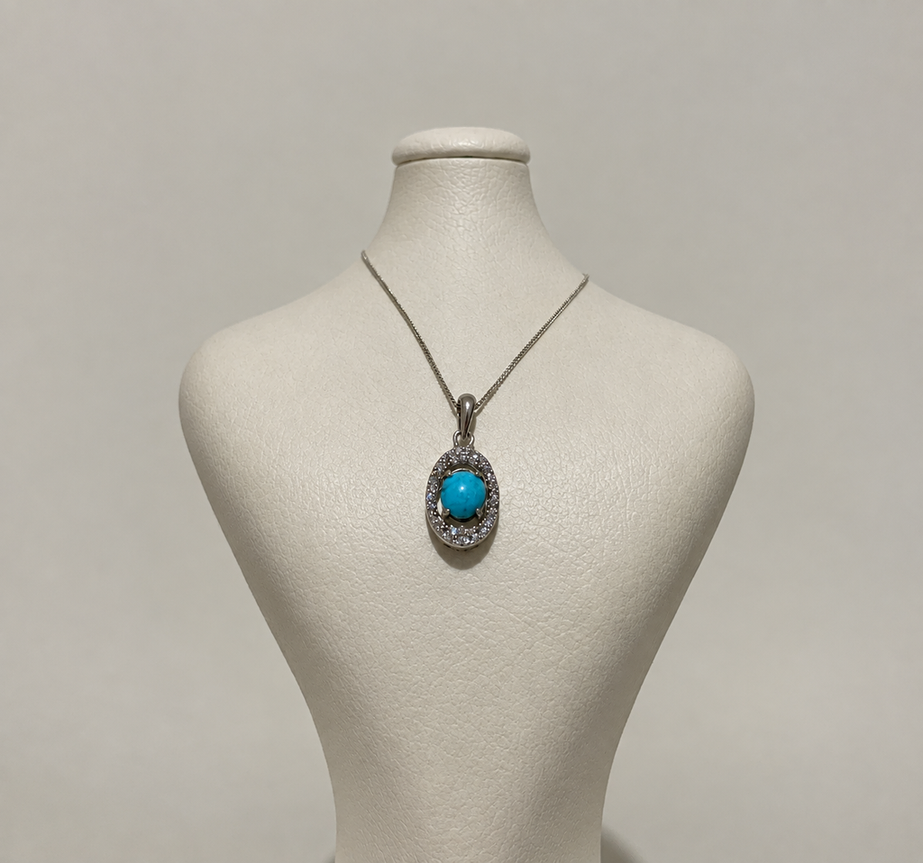 Prong-Set Turquoise Halo Pendant